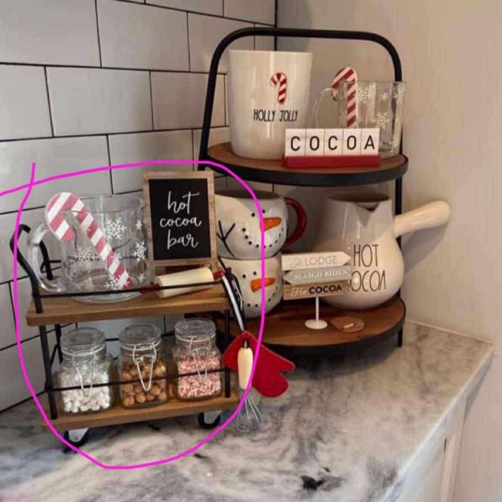 2 tier rolling mini bar cart